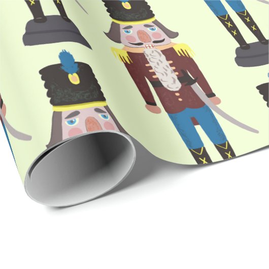 Nutcracker Muster Weihnachtsmann Geschenkpapier (Rolleneckpunkt)