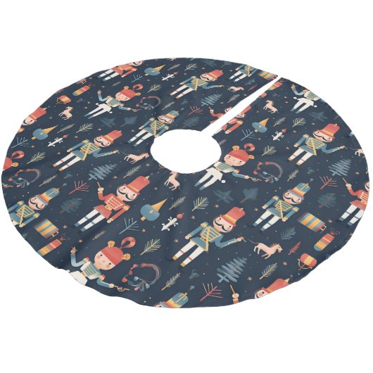 Nutcracker Navy Blauer Muster Weihnachtsbaumrock Polyester Weihnachtsbaumdecke (Schrägansicht)