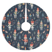 Nutcracker Navy Blauer Muster Weihnachtsbaumrock Polyester Weihnachtsbaumdecke (Vorderseite)
