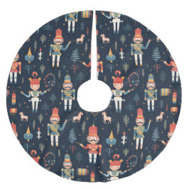 Nutcracker Navy Blauer Muster Weihnachtsbaumrock Polyester Weihnachtsbaumdecke