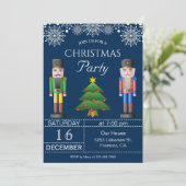 Nutcracker | Navy Blue Christmas Party Einladung (Stehend Vorderseite)
