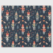 Nutcracker Navy Blue Weihnachten Geschenkpapier (Flach)