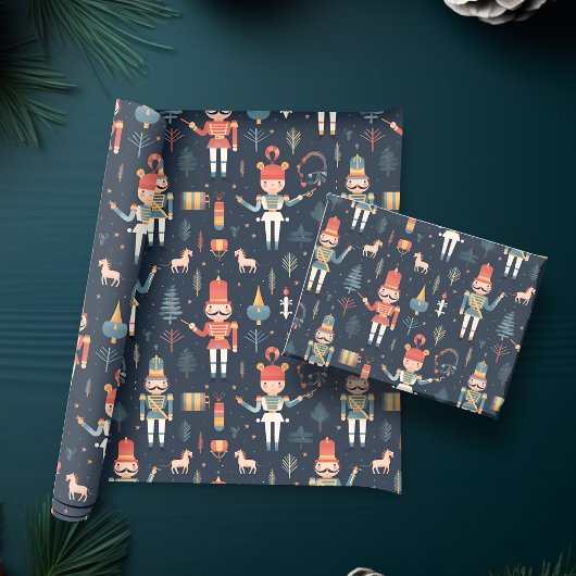 Nutcracker Navy Blue Weihnachten Geschenkpapier