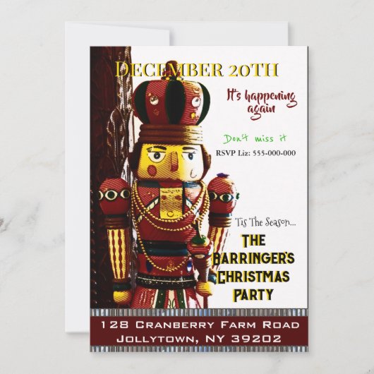 Nutcracker Nelson Frohe Weihnachts-Party Einladung (Vorderseite)
