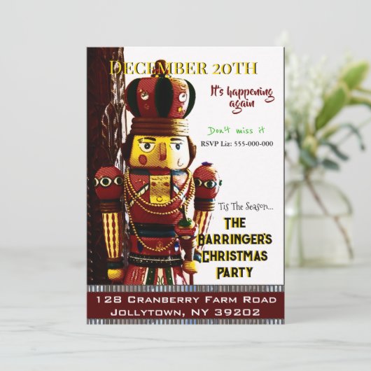 Nutcracker Nelson Frohe Weihnachts-Party Einladung (Stehend Vorderseite)