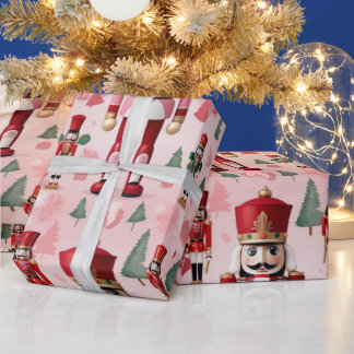 Nutcracker Niedlich Pink Green Christmas Geschenkpapier
