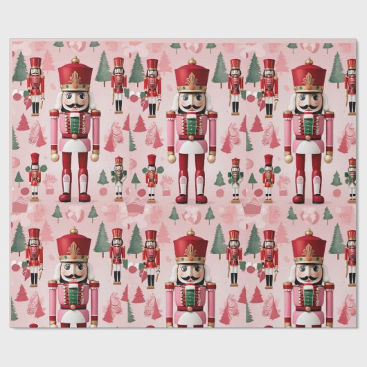Nutcracker Niedlich Pink Green Christmas Geschenkpapier (Flach)