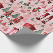 Nutcracker Niedlich Pink Green Christmas Geschenkpapier (Ecke)