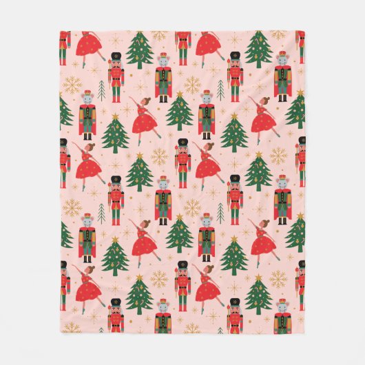 Nutcracker Niedlich Pink Weihnachten Fleecedecke (Vorderseite)