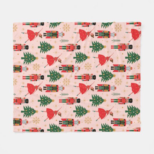 Nutcracker Niedlich Pink Weihnachten Fleecedecke (Vorderseite (Horizontal))