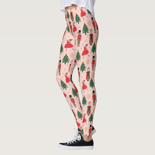 Nutcracker Niedlich Pink Weihnachten Leggings (Links)