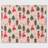 Nutcracker Niedlich Pink Weihnachtswrapping Paper Geschenkpapier (Flach)