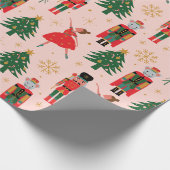Nutcracker Niedlich Pink Weihnachtswrapping Paper Geschenkpapier (Ecke)