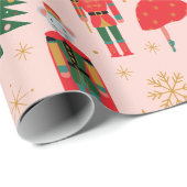 Nutcracker Niedlich Pink Weihnachtswrapping Paper Geschenkpapier (Rolleneckpunkt)