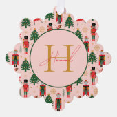 Nutcracker Niedlich Pink Weihnachtswrapping Paper Ornament Karte (Vorderseite)