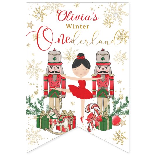 Nutcracker Onederland 1st Birthday Photo Milestone Wimpelkette (Erste Fahne)