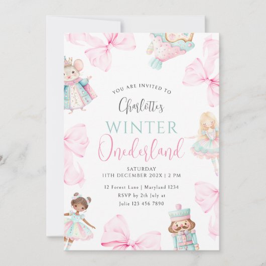 Nutcracker Onederland Girl First Geburtstag Einladung (Vorderseite)