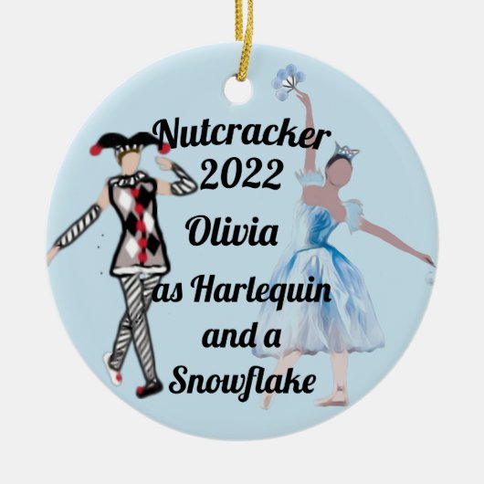 Nutcracker Ornament-Harlequin und SnowflakeKeramik Keramik Ornament (Vorne)