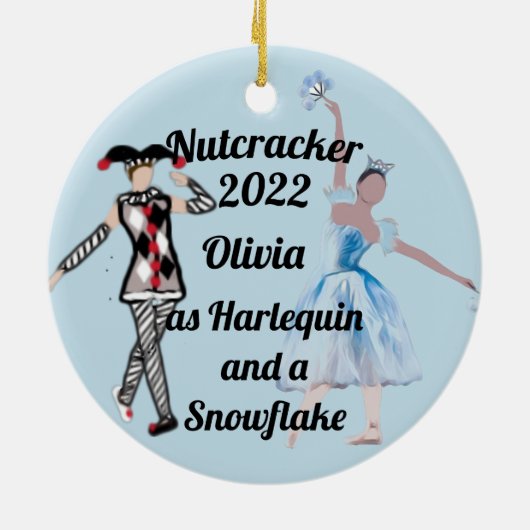 Nutcracker Ornament-Harlequin und SnowflakeKeramik Keramik Ornament (Hinten)