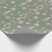 Nutcracker Ornamet Snowball Grüne Weihnachten Geschenkpapier (Ecke)