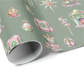 Nutcracker Ornamet Snowball Grüne Weihnachten Geschenkpapier (Rolleneckpunkt)