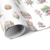 Nutcracker Ornamet Snowball Pink Weihnachten Geschenkpapier (Rolleneckpunkt)