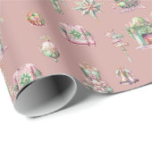 Nutcracker Ornamet Snowball Pink Weihnachten Geschenkpapier (Rolleneckpunkt)