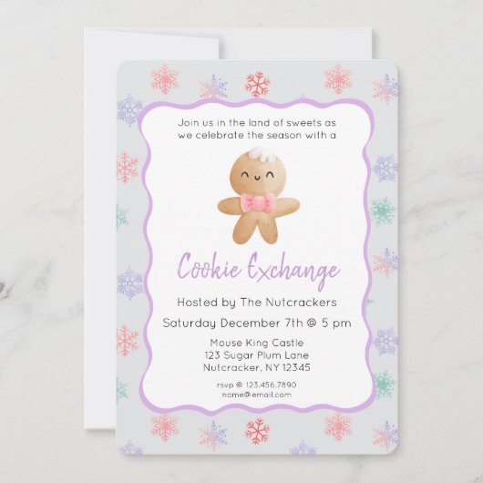 Nutcracker Pastel Christmas Cookie Exchange Einladung (Vorderseite)