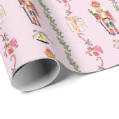 Nutcracker pastellrosa Vintage Skizze Weihnachten Geschenkpapier (Rolleneckpunkt)
