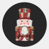 Nutcracker Patchwork Merry Christmas Pajamas Men W Runder Aufkleber (Vorderseite)