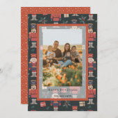 Nutcracker Pattern Christmas Holiday Photo Card Einladung (Vorne/Hinten)
