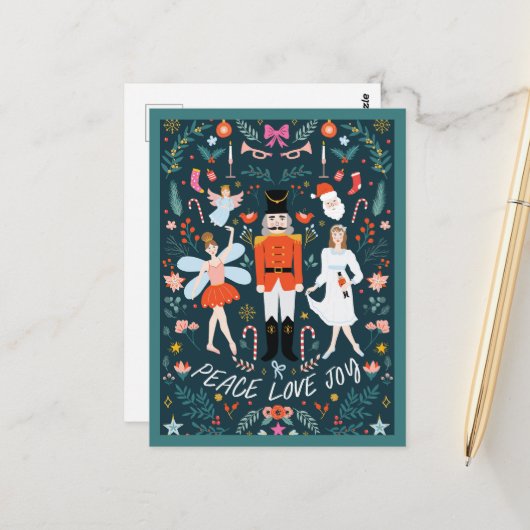 Nutcracker Peace Liebe Freude Weihnachten Postkart Postkarte (Vorderseite/Rückseite Beispiel)