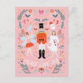 Nutcracker Peach Peace Liebe Freude Weihnachten Po Postkarte (Vorderseite)