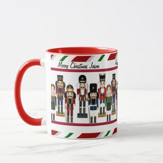 Nutcracker personalisieren Name und Weihnachtsgrüß Tasse (Links)