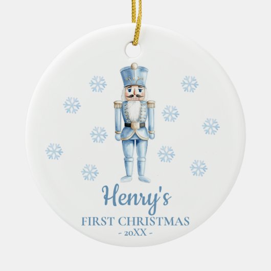 Nutcracker Personalized Baby's First Christmas Keramik Ornament (Vorne)