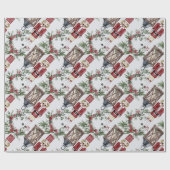 Nutcracker Pine Holly Lantern Christmas Geschenkpapier (Flach)