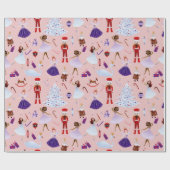 Nutcracker Pink Ballerinas White Christmas Trees Geschenkpapier (Flach)