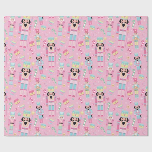 Nutcracker Pink Blue Weihnachtsfeiertage Geschenkpapier (Flach)