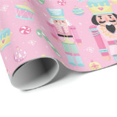 Nutcracker Pink Blue Weihnachtsfeiertage Geschenkpapier (Rolleneckpunkt)