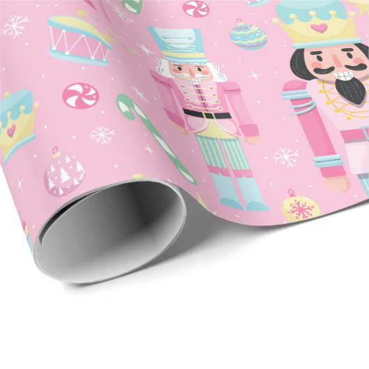 Nutcracker Pink Blue Weihnachtsfeiertage Geschenkpapier (Rolleneckpunkt)