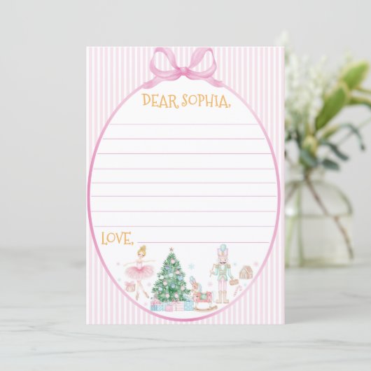 Nutcracker Pink Bow Birthday Time Capsule Card Dankeskarte (Stehend Vorderseite)
