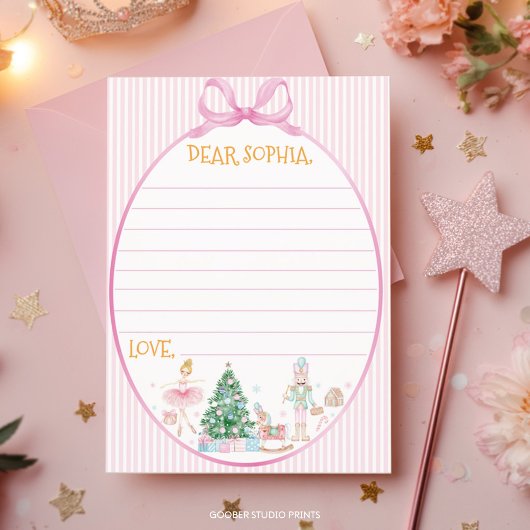 Nutcracker Pink Bow Birthday Time Capsule Card Dankeskarte