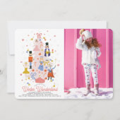 Nutcracker Pink Christmas Tree Girl Birthday Foto Einladung (Vorderseite)