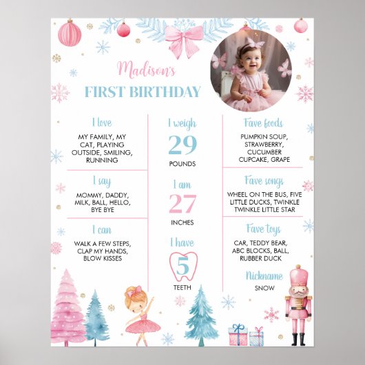 Nutcracker Pink Fairy Birthday Milestone Poster (Vorne)