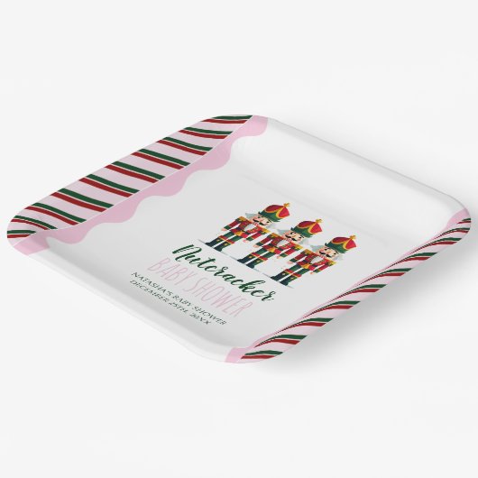 Nutcracker Pink Girl Weihnachtsdusche Pappteller (Gewinkelt)