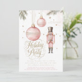 Nutcracker Pink Gold Ornamente Feiertag Party Einladung (Stehend Vorderseite)