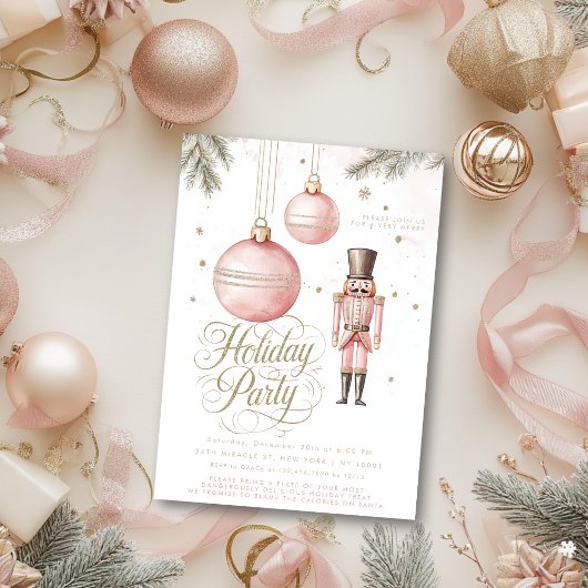 Nutcracker Pink Gold Ornamente Feiertag Party Einladung