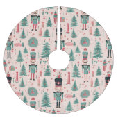 Nutcracker Pink Mint Muster Weihnachtsbaumrock Polyester Weihnachtsbaumdecke (Vorderseite)