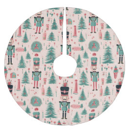 Nutcracker Pink Mint Muster Weihnachtsbaumrock Polyester Weihnachtsbaumdecke