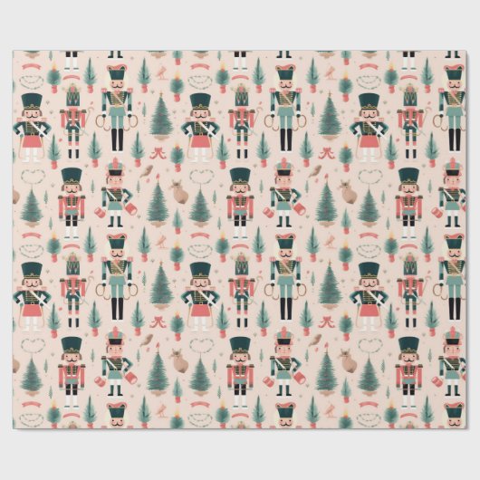 Nutcracker Pink Minze Weihnachten Geschenkpapier (Flach)